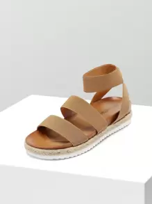 Women'S Open Toe Elastica Ankle Strap Espadrille Dressy Flatform Wedge Sandals Elastic Ankle Strap Platform Sandals - 駝色 - 查看 2