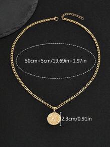 男士獅子細節圓形吊飾項鍊,適用於首飾類禮品和派對