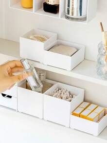 3 件白色抽屜式小物品收納盒,辦公桌抽屜式迷你化妝品珠寶收納盒分類盒適合辦公室和家庭 - 白色 - 查看 6