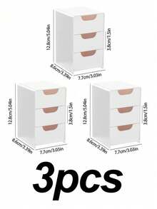 3 件白色抽屜式小物品收納盒,辦公桌抽屜式迷你化妝品珠寶收納盒分類盒適合辦公室和家庭 - 白色 - 查看 2