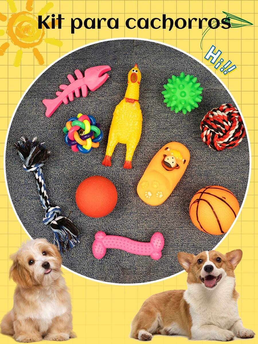 10 Piezas Set De Mordederas De Juguete Para Perro - Multicolor - Ver 1
