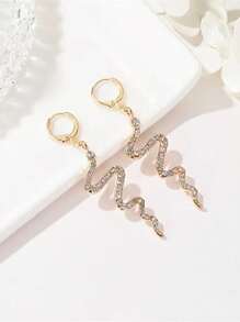 1個創意蛇紋設計,釘鑲鑽石吊墜耳環,簡單獨特的波浪形耳勾,適用於女性 - 彩色 - 查看 6