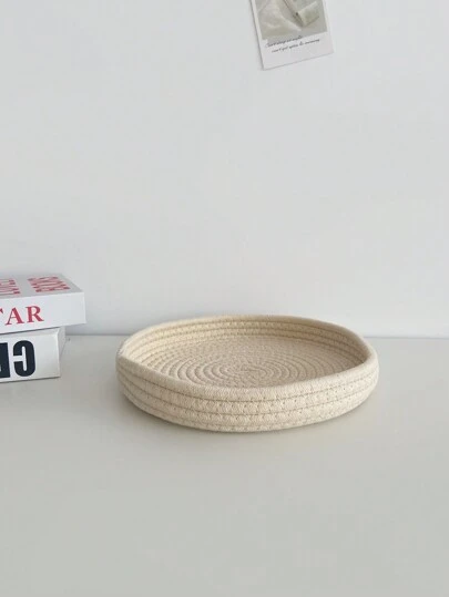 1 件/2 件手工编织圆形收纳篮，客厅桌面收纳篮，卧室床头柜收纳篮，简约编织化妆品收纳篮，桌面、客厅、卧室、万圣节和圣诞节装饰