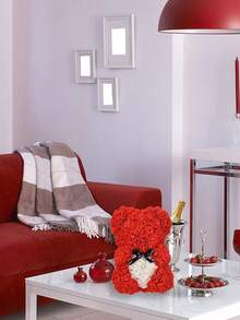 1 件约 25 厘米人造玫瑰心形抱抱熊适用于主题生日婚礼情人节派对装饰（泰迪熊） - 紅色抱白心 - 查看 10