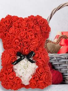 1 件约 25 厘米人造玫瑰心形抱抱熊适用于主题生日婚礼情人节派对装饰（泰迪熊） - 紅色抱白心 - 查看 1