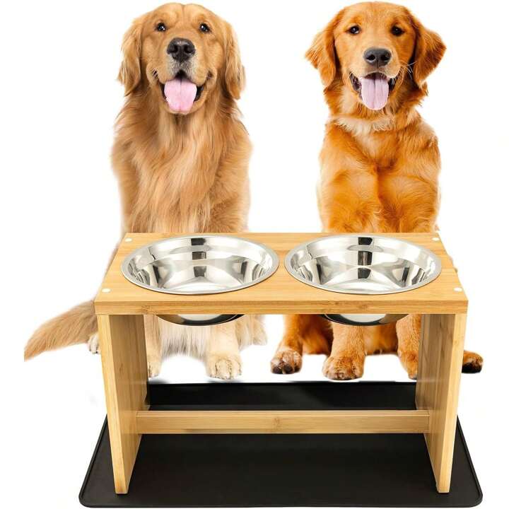 Ponamfo Elevated Dog Bowls Raised Dog Feeding Station With 2 Bowls