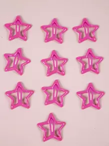 10pcs Mixed-Color Girls' Hair Clips With Star & Dopamine Design, Suitable For Daily Use And School