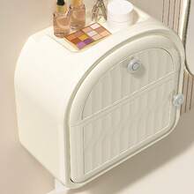 1 件壁挂式卫生间厕纸盒，防水免钻纸盒，厕纸收纳架 - 杏色 - 查看 5