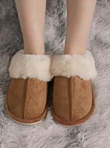 Women's Fuzzy Memory Foam Slippers Fluffy Winter House Shoes Indoor And Outdoor, Plush Bedroom Slippers, Fashionable Women Home Slippers Boots Sandals - 棕色 - 查看 2