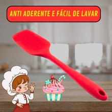 Kit 2 Espátula Culinária de Silicone Vermelha Para Confeiteiros e Cozinheiros de Cozinha Profissional Vermelha - Vermelho - Visão 4