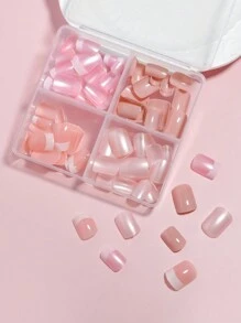 VV MEI JIA ER 96 Cái (4 Màu) Bấm Vuông Ngắn Trên Móng Tay Móng Tay Giả Acrylic Ngắn Bao Phủ Toàn Bộ Màu Đen Và Trắng Kiểu Pháp Pháp Keo Sáng Bóng Trên Móng Tay Móng Tay Giả Làm Quà Tặng Cho Phụ Nữ Và Các Bạn Gái Có Hộp Bảo Quản Đồ Dùng Làm Móng - Hồng - Xem 6