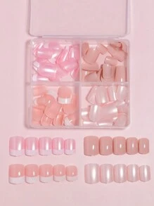 VV MEI JIA ER 96 Cái (4 Màu) Bấm Vuông Ngắn Trên Móng Tay Móng Tay Giả Acrylic Ngắn Bao Phủ Toàn Bộ Màu Đen Và Trắng Kiểu Pháp Pháp Keo Sáng Bóng Trên Móng Tay Móng Tay Giả Làm Quà Tặng Cho Phụ Nữ Và Các Bạn Gái Có Hộp Bảo Quản Đồ Dùng Làm Móng - Hồng - Xem 2