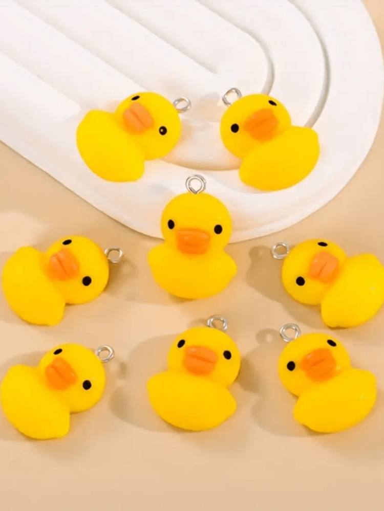 8隻可愛的小黃鴨可以通過diy製作成項鍊,耳環,手提包,吊飾,鑰匙扣和其他配件 - 彩色 - 查看 1