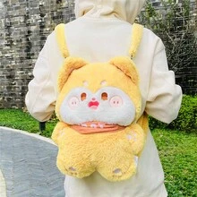 1pc Adorable Plush Pet Backpack, Creative Cartoon Toy Backpack Shoulder Bag For Cat Or Dog Lovers, Teenagers, Home Decoration, Travel - Burnt Orange - View 3