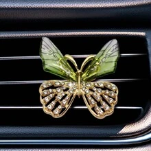 1入組水晶鑽飾蝴蝶車用空氣清新夾,可愛汽車內飾,男女皆宜禮物(藍色/綠色) - 隨機 - 綠色 - 查看 5