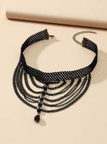 1入情人節性感心形黑色蕾絲皮革彈性大腿鏈,女性、俱樂部、健身房專用 - 銀色 - 查看 7