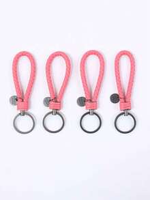 1個手工編織皮革鑰匙扣,簡約汽車鑰匙扣配件,男女鑰匙扣,父親節禮物 - 粉色 - 查看 7