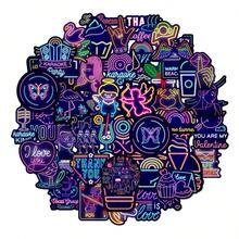 50入組霓虹貼紙,適用於水瓶、滑板、筆電、吉他、電腦、手機,時尚塗鴉貼紙適用於青少年和成年人 - 彩色 - 查看 1