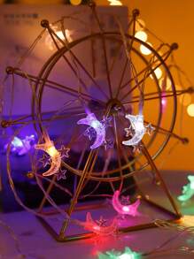 1pc 10/20/30 Lights 1.5/3/4.5m Moon & Star Festival Decor Fairy String Lights, Birthday Decor, Room Decor, Party Decor Lighting String, Holiday Gift Lights - Multicolor - View 4