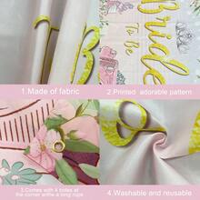 6x3.6ft Bride To Be Floral Backdrop For Bridal Shower Blue And White Flowers Photography Background Hearts Geometric Couple Wedding Party Decorations Bride To Be Engagement Banner Props - Pink - View 2