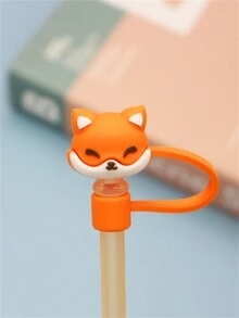 6入組8mm玻璃吸管套，防塵&通用吸管套，包括防塵密封條&卡通鴨/西瓜/豬/狐狸形狀防塵塞 - 彩色 - 查看 6