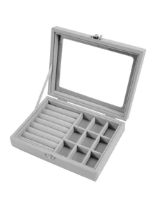 Alhajero Estuche Organizador Y Exhibidor Para Alhajas Y Anillos - Gris - Ver 2