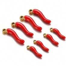 Yovtor 5入組不鏽鋼紅辣椒吊墜,適用於diy珠寶製作,女性復古項鍊配件,手鍊珠寶配料,工藝品裝飾材料 - 真空鍍18k金色 - 查看 1
