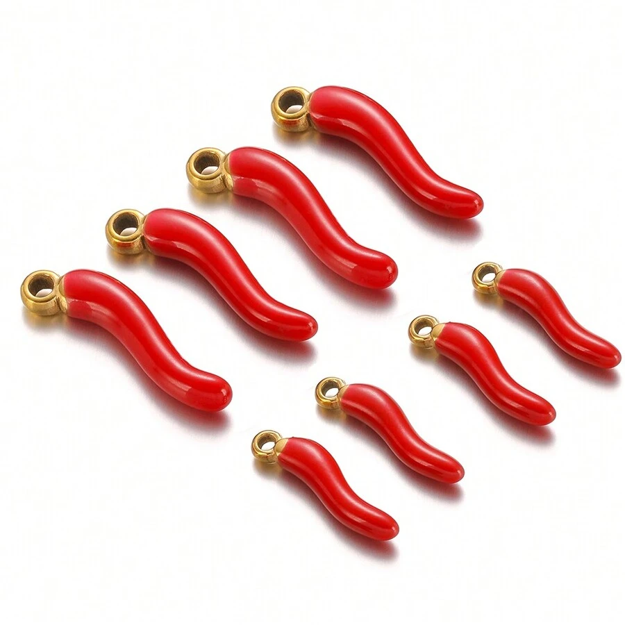 Yovtor 5入組不鏽鋼紅辣椒吊墜,適用於diy珠寶製作,女性復古項鍊配件,手鍊珠寶配料,工藝品裝飾材料 - 真空鍍18k金色 - 查看 1