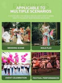 女性電動精靈翅膀,帶有led燈和音樂的發光移動蝴蝶翅膀,可作為生日派對服裝玩具、公主角色扮演、情人節裝扮、假日禮物、玩具 - 粉色 - 查看 4