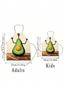 1件可愛的酪梨卡通亞麻單面印花圍裙 - 彩色 - 查看 3