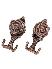 2入組窗簾掛鉤玫瑰花式窗簾繫帶牆掛鉤,適用於臥室宿舍窗簾裝飾,復古風格 - 金色 - 查看 7