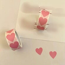 1 件彩色心形貼紙紙標籤適用於情人節、婚禮、節日禮品包裝裝飾和信封密封 - 粉色 - 查看 2