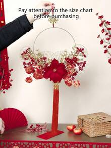 1入組38cm(h)模擬木蘭花新年掛飾,家居新年吉祥物裝飾 - 紅色 - 查看 5