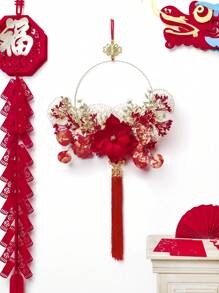 1入組38cm(h)模擬木蘭花新年掛飾,家居新年吉祥物裝飾 - 紅色 - 查看 1