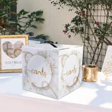 Wedding Card Box With Slot Marble Wedding Envelope Box For Reception Wedding Money Box Gift Card Box For Party, Birthday, Bridal Shower, Anniversaries, Graduation Decorations - Marble Model - View 3