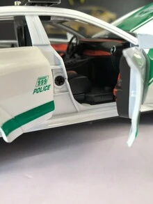 1pc Die Cast Zinc Alloy Police Car Model Toy, 21cm X 8.5cm X 7.5cm, 361g. White, With 4 Doors And Hoodthat Can Be Opened, Movable Wheels. Suitable For Birthday, Holiday Gifts, Collections, And Decorations For Kids, Boys. - White - View 1