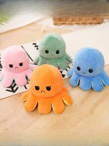1 Pieza 20cm Juguete De Peluche De Pulpo Reversible De Doble Cara - Celeste - Ver 7