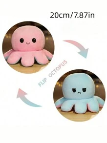 1 Pieza 20cm Juguete De Peluche De Pulpo Reversible De Doble Cara - Celeste - Ver 2