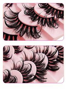 Asiteo 5 Pairs Wet Look Natural Long Faux Mink Manga Lashes Moist False Lashes Fluffy Eyelash Extensions Makeup Fashion Long Thick Natural Curling False Eyelashes - 尖尾漫畫款 - 查看 4