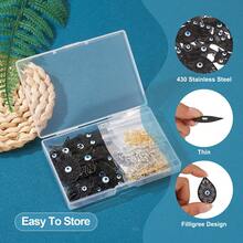 DIY Evil Eye Earring Making Kit, Includes 24pcs Spray Painted 430 Stainless Steel Floral Dangles In Teardrop, Owl, Hamsa Hand And Star Shapes, 60pcs Brass Open Jump Rings And 60pcs Earring Hooks - Earrings - View 5