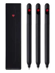 3pcs Gel Ink Bút mực , Nhanh khô Đen Ink Và Trơn tru Viết , Đóng gói Của 3 cái Đen Dễ thương Tim Bút Bộ Cho văn phòng Đồ dùng học tập Quà sinh nhật Đồ đáng yếu Party - màu đen - Xem 1