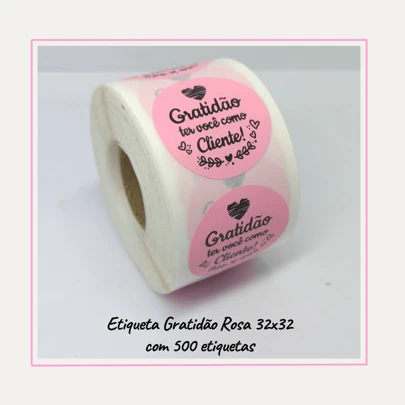 500 Etiquetas Adesivas Gratidão Ter Você Como Cliente Rosa