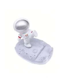 1入塑膠手機/平板電腦架,新奇的太空人動作塑像設計桌上裝飾,適用於辦公室、臥室、客廳 - 銀色 - 查看 3