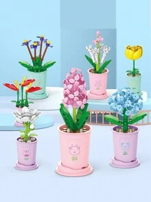 122入組帶花朵模型的積木套裝,小顆粒diy玩具,適用於兒童教育和智力發展,適用於禮品 - 彩色 - 查看 2