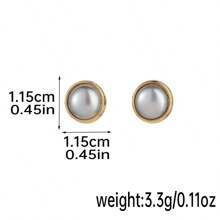 1pair Fashionable Luxurious Style Drop Earrings For Women With Natural Stone, Pearl Decor & 925 Silver, Copper Plated Gold - Earrings - View 12
