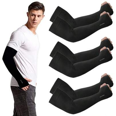 UV Sun Protection Arm Sleeves With Thumb Hole For Men Youth, Cooling Sleeve To Cover Tattoo Sunscreen Compression Arm Sleeve Summer Cooling Cuff For Men Outdoor Running Fishing Sun Protection Cover Sleeves Cover Arms Fake Tattoo Arm Warmers Autumn Outfits Halloween Costumes Black Arm Sleeve Gifts For Men