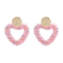 1 對時尚波西米亞風格心形設計米珠和串珠編織元素耳環,適合日常佩戴和情人節 - 愛心 - 查看 19