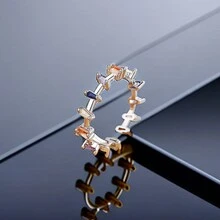 2024 Spring Recommended European And American Exaggerated Seven Color Internet Celebrity Style. Made Of Pure Brass, Crafted And Inlaid With Colored By Hand, Suitable For Women's Festival/Lovers/Gifts/Parties/Daily Accessories. - Heart Shape/Copper Colorful Heart Shape Zirconia Ring - View 13