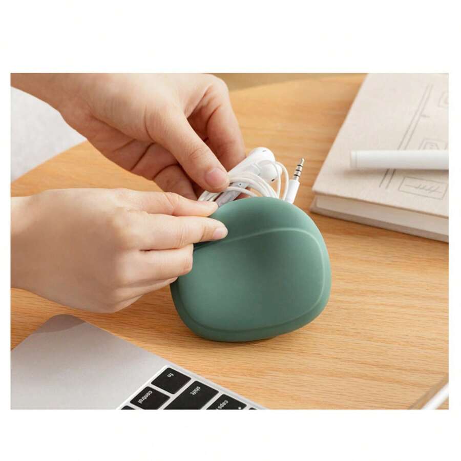 Simple Portable Silicone Earphone And Data Cable Organizer Eva Zipper Earphone Storage Bag - Green - View 1