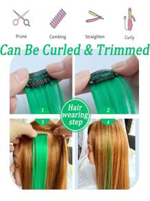 8 PCS Colored Clip In Hair Extensions 20 Inch Long Multi Color Party Bright And Vibrant Rainbow Hair Extensions Synthetic Colored Wigs For Halloween Parties At Music Festivals